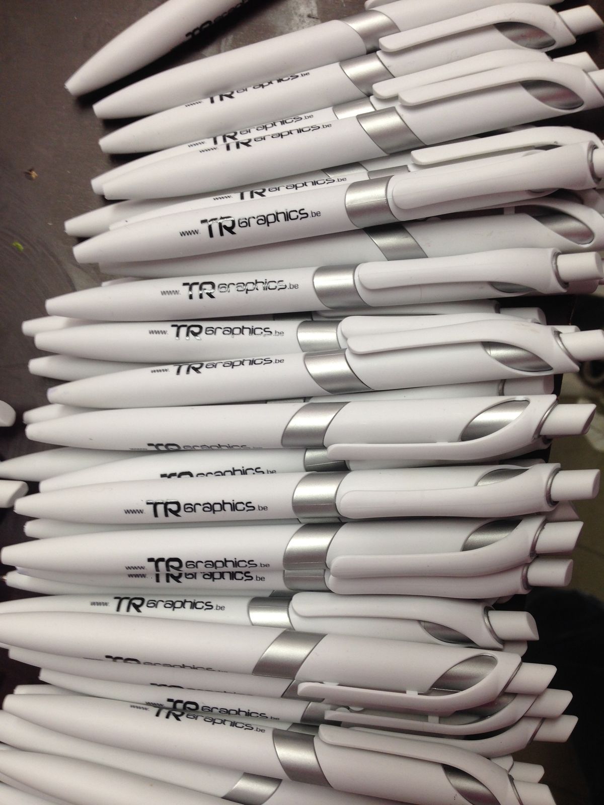 Branded white silver pen